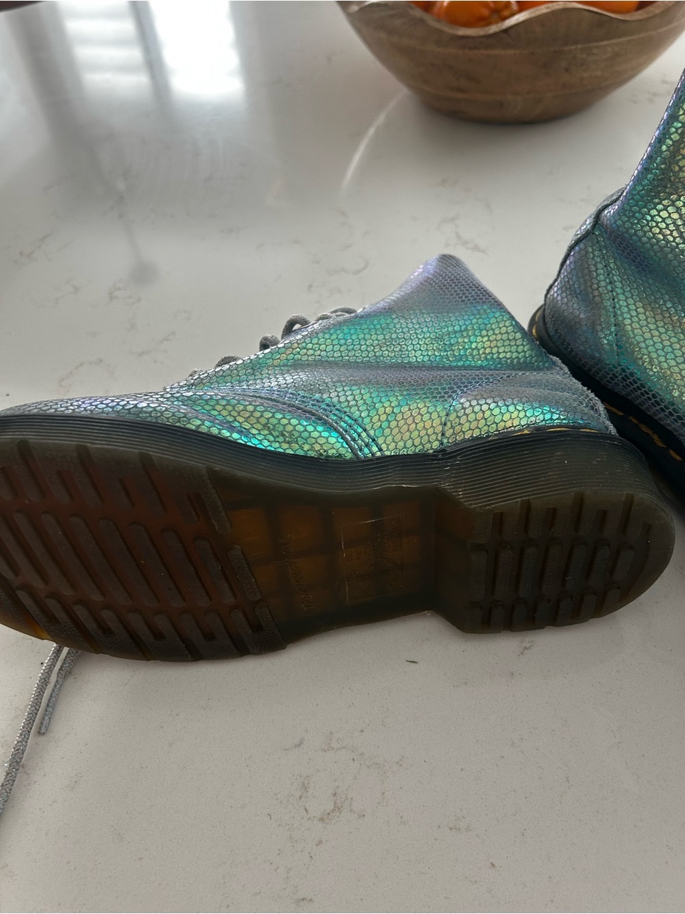 Iridescent Doc Martin Combat Boots - Silver/Green/Blue - Picture 2 of 4